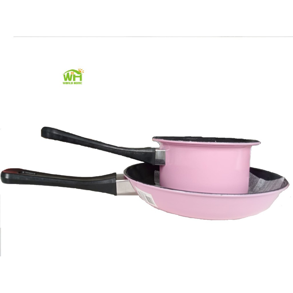 Murah Lebay Panci Set Teflon Fry Pan dan Panci Susu Panci Set Fry Pan and Milk Pan Teflon 2 Pcs Worldhome66