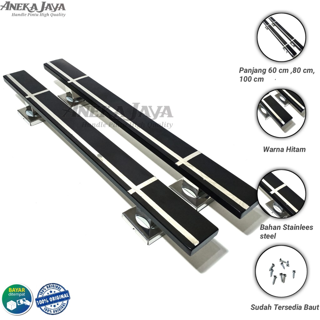 Handle Pintu rumah panjang 60 cm 80 cm 100 cm Tarikan Pintu Pegangan Pintu rumah minimalis hitam