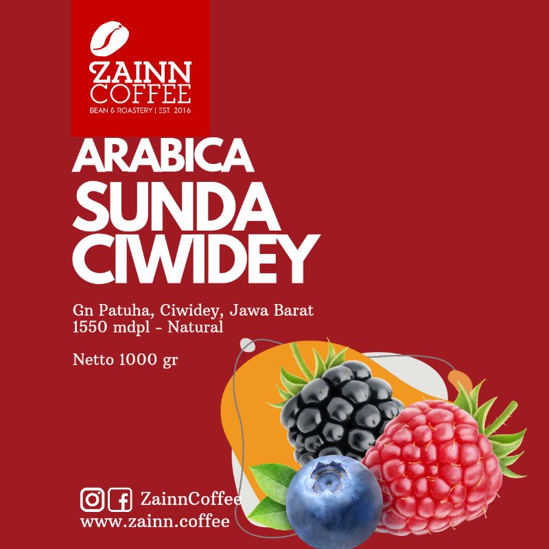 

Arabica Ciwidey Gunung Patuha Natural Prosess Kemasan 1 Kg roast by Zainn Coffee