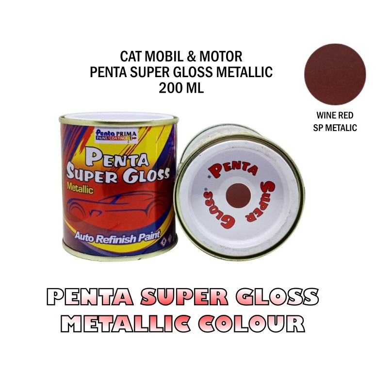 CAT PENTA WINE RED 200 gram - penta merah maron - cat merah maron - cat mobil merah - cat motor merah - cat penta super gloss