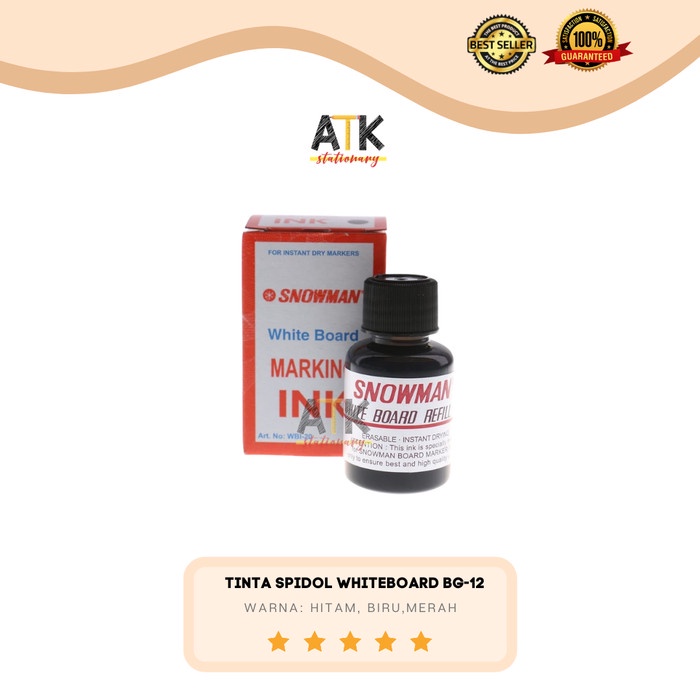 

TULIS-ALAT- REFILL TINTA SPIDOL WHITEBOARD MARKER SNOWMAN BG-12 ATK - HITAM -ALAT-TULIS.