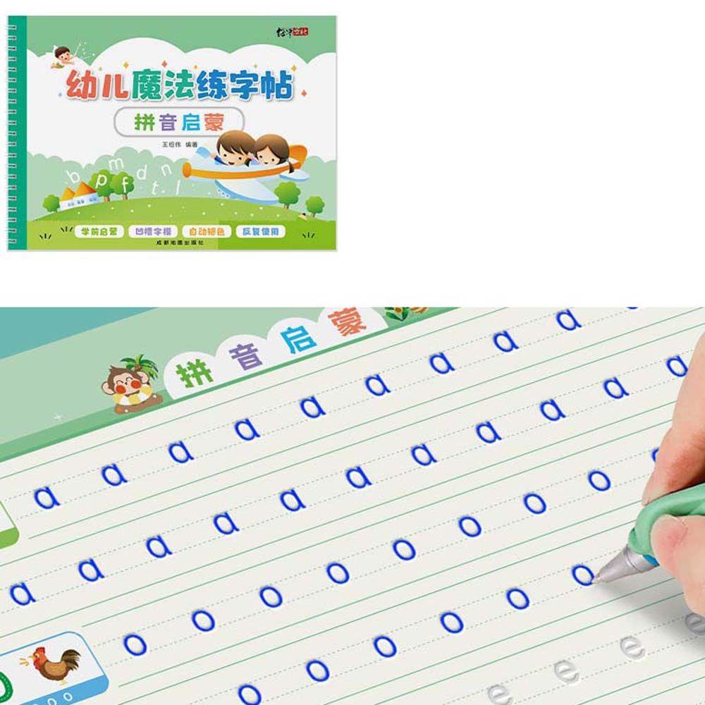 Mxbeauty Buku Copybook Bahasa Inggris Anak Edukasi Dini Reusable Groove Practice Chinese Alphabetic Numbers Tulisan Stiker