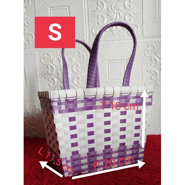 Tas hajatan / tas anyaman anting murah / tas pasar / hempers lebaran