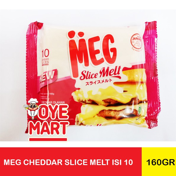 MEG CHEDDAR SLICE MELT 160GR ISI 10PCS / KEJU SLICE MELT