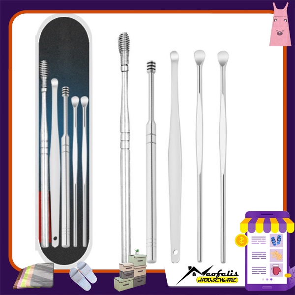 Alat Pembersih Telinga Set Isi 6 Stainless / Korek Kuping PR0217