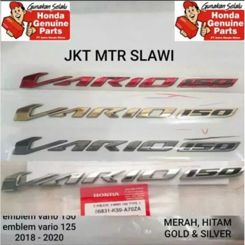 86831-K59-A70 emblem vario 150 logo vario 150 3D ori honda ahm harga satuan  asli honda