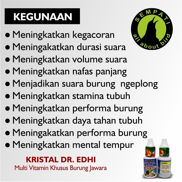 Kristal Dr Edhi Vitamin Burung Meningkatkan Kualitas Suara Merdu