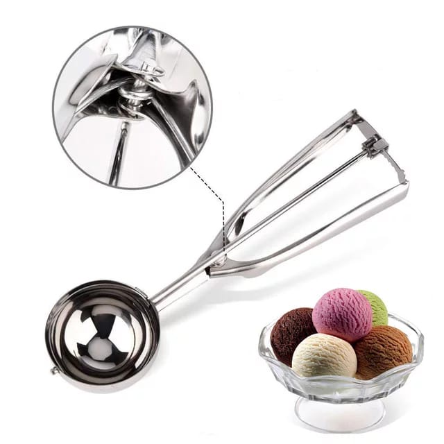 Sendok Es Krim Ice Cream Scoop Stainless Steel / Scoop Ice Cream 5cm &amp; 6cm / Alat Skop Es Krim Bulat Besar