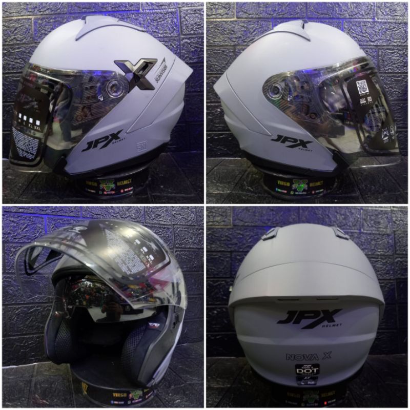 HELM JPX NOVA X SOLID DARK GREY DOFT BLACK JPX NOVA ORIGINAL TERMURAH