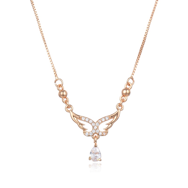 Hyl Jewelry Kalung Titaniun Wanita Permata Perhiasan aksesoris perak Lapis Alloy Emas Muda Love Karat Silver Asli Panjang Muda Dan Anti Luntur-6