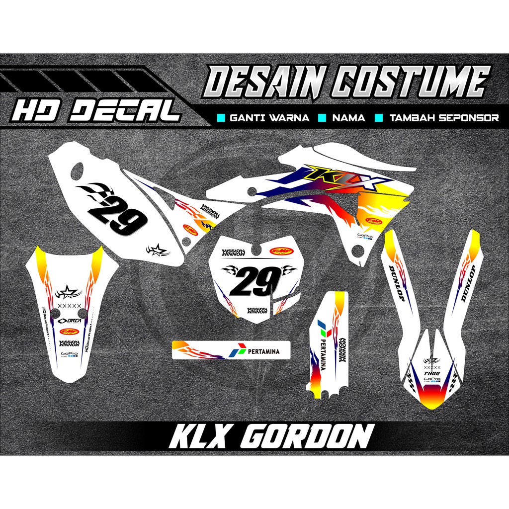 DECAL KLX GORDON PUTIH SIMPLE