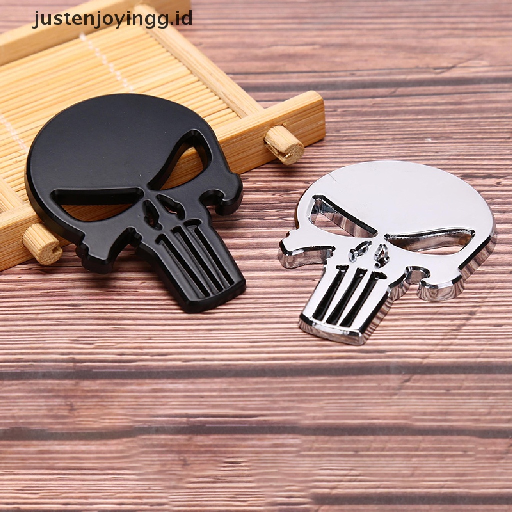 Stiker Emblem Metal Tengkorak Kepala justenjoyingg.id / 3D Untuk Mobil