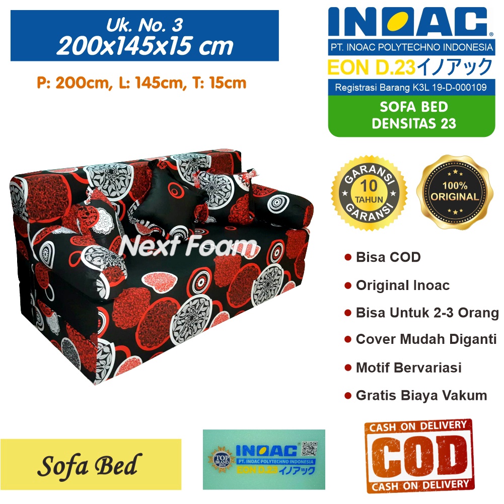 Sofa Bed Inoac Ukuran No 3 200x145x15 Tebal 15 cm EON LG D 23 ORIGINAL INOAC Garansi 10 Tahun