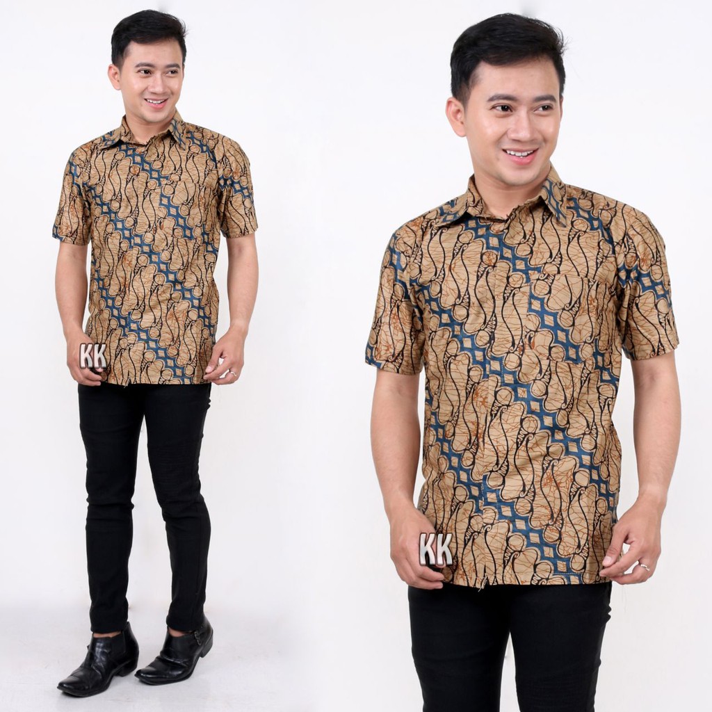 Kemeja Batik Pola Seno Biru