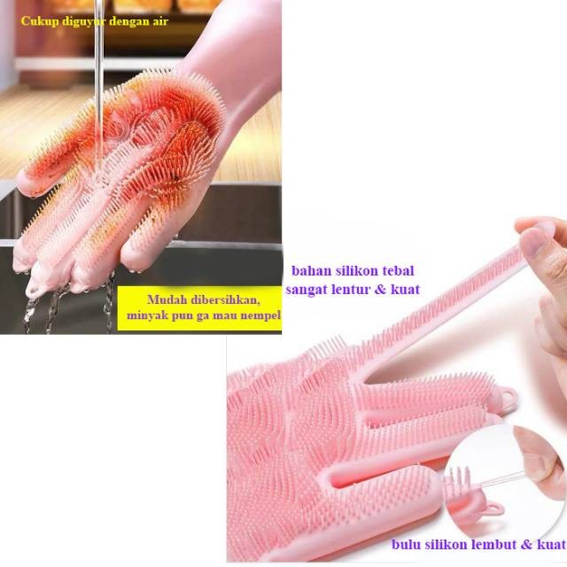 Sarung tangan karet latex / sarung tangan kerja cuci piring/ sarung tangan proyek BINTIK TELAPAK/SARUNG TANGAN SIKAT CUCI PIRING SILICONE MOTOR OVEN DAPUR MAGIC GLOVE