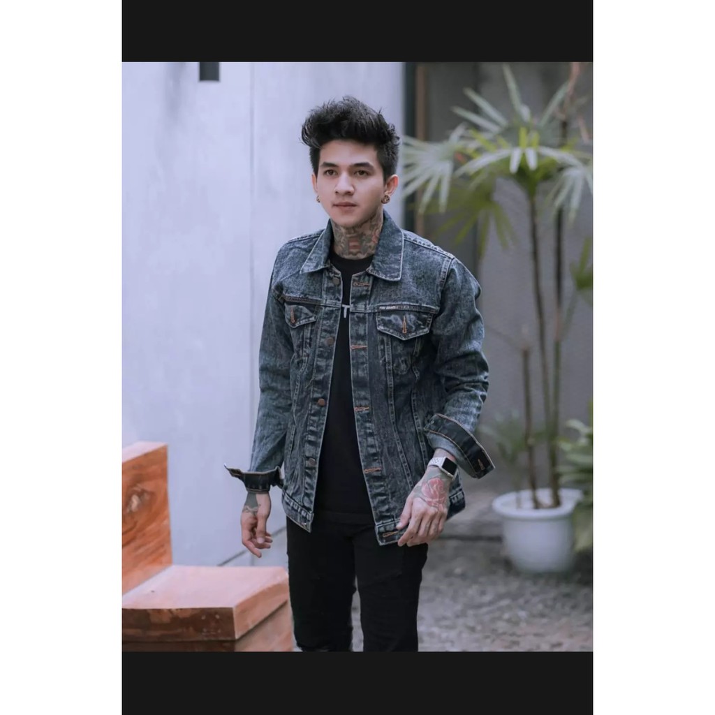 Jaket Denim Standar Pria Sanwash PREMIUM Bisa CODl Outerwear Cowok Cewe  Distro