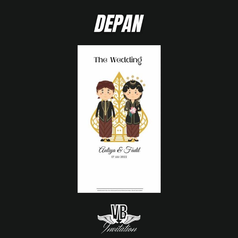 UNDANGAN PERNIKAHAN ADAT JAWA UNIK LUCU KEKINIAN FREE PACKING SABUK SIMPLE ELEGAN 13x20 VBU 007