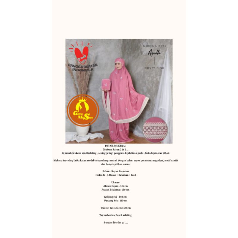 Mukena 2 in 1Traveling Dewasa Warna Random