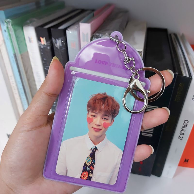 gantungan photocard kpop bts exo nct txt card blackpink pc pocket sleeve keychain
