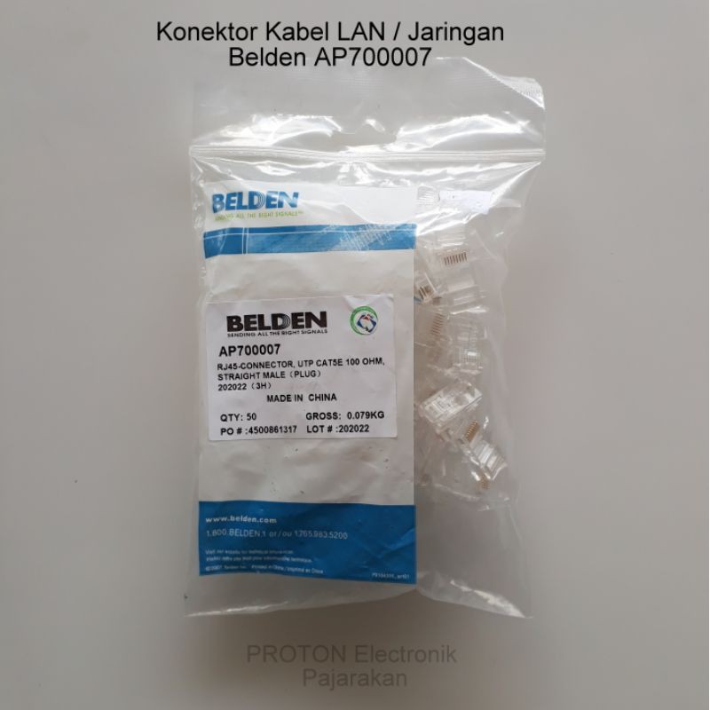 Konektor RJ45 Belden Conektor UTP Connector AP700007 jack sambungan kabel LAN Connector 202022
