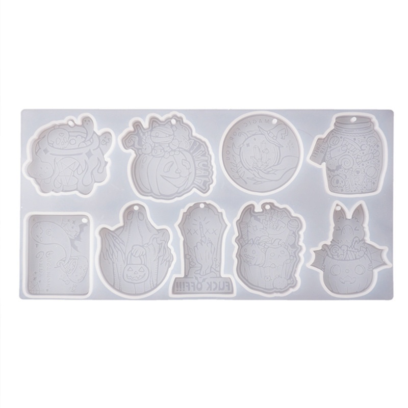 Siy Halloween Labu Kartun Tengkorak Gantungan Kunci Epoxy Resin Cetakan Anting Kalung Cetakan Silikon DIY Kerajinan Perhiasan Pendan