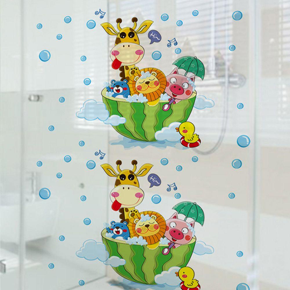 [Elegan] Stiker Dinding Rusa Singa Lucu Kamar Anak Hewan Tahan Air Removable Mandi Shower Kartun Decals