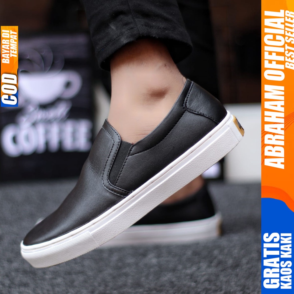 Abraham Mori - Sepatu Slip On Pria Casual Kulit Asli