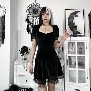 Casual Lace Edge Vintage Classic Black Dress 8623 (S/M/L)