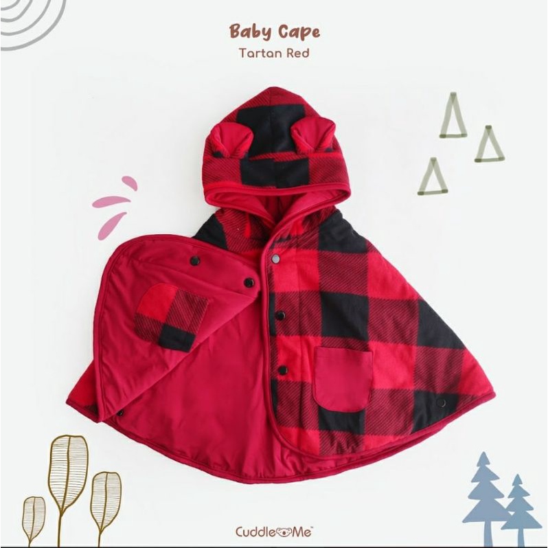 CUDDLEME BABYCAPE SELIMUT JAKET BOLAK BALIK MANTEL KOREA KADO BAYI-Tartan red