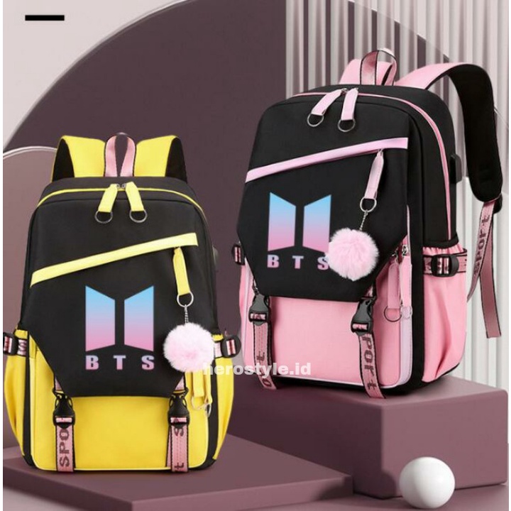 Tas Ransel Wanita korean style BT21 Baru Populer 2022 Tas Ransel Sekolah SMP SMA Ukuran Besar Tas Punggung Backpack Murah Tas Ransel Korea Tas Ransel BTS