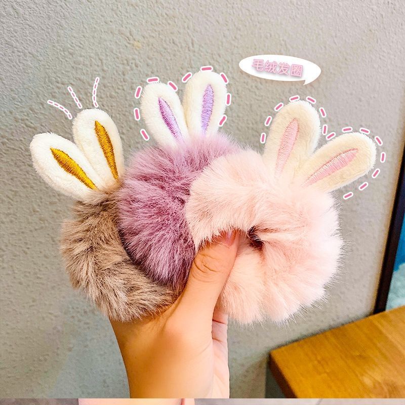 SCRUNCHIE BULU BUNNY - Premium ikat rambut bulu halus - Scrunchie bunny lucu murah