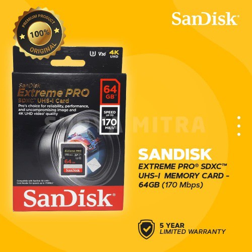 Sandisk SDHC / SDXC Extreme PRO 64GB 170 MB/s