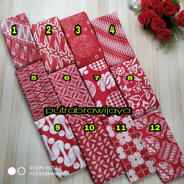 Mj Kain Batik Printing Merah Putih Halus Spesial Imlek Natal Tahun Baru Seragam Batik Keluarga Murah