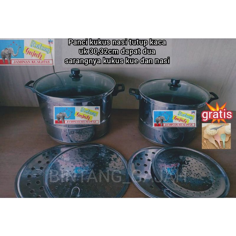 PANCI KUKUS NASI & Roti TUTUP KACA UK 30,32cm