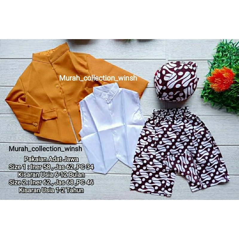 100% REAL PICT Set beskap anak - beskap bayi | Baju adat anak | Baju adat jawa - Tedak siten