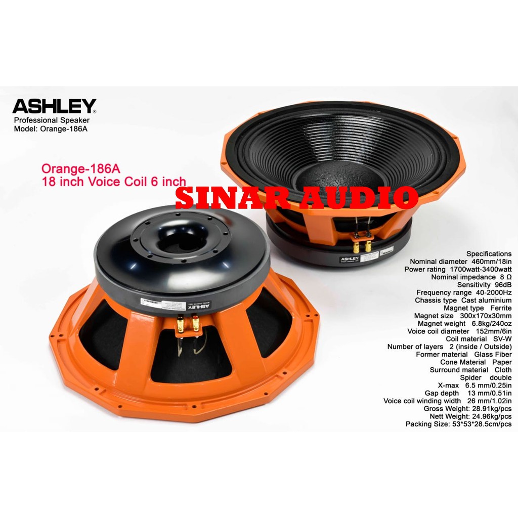 Speaker Component Ashley Orange 186A Original 18 inch voice Coil 6"