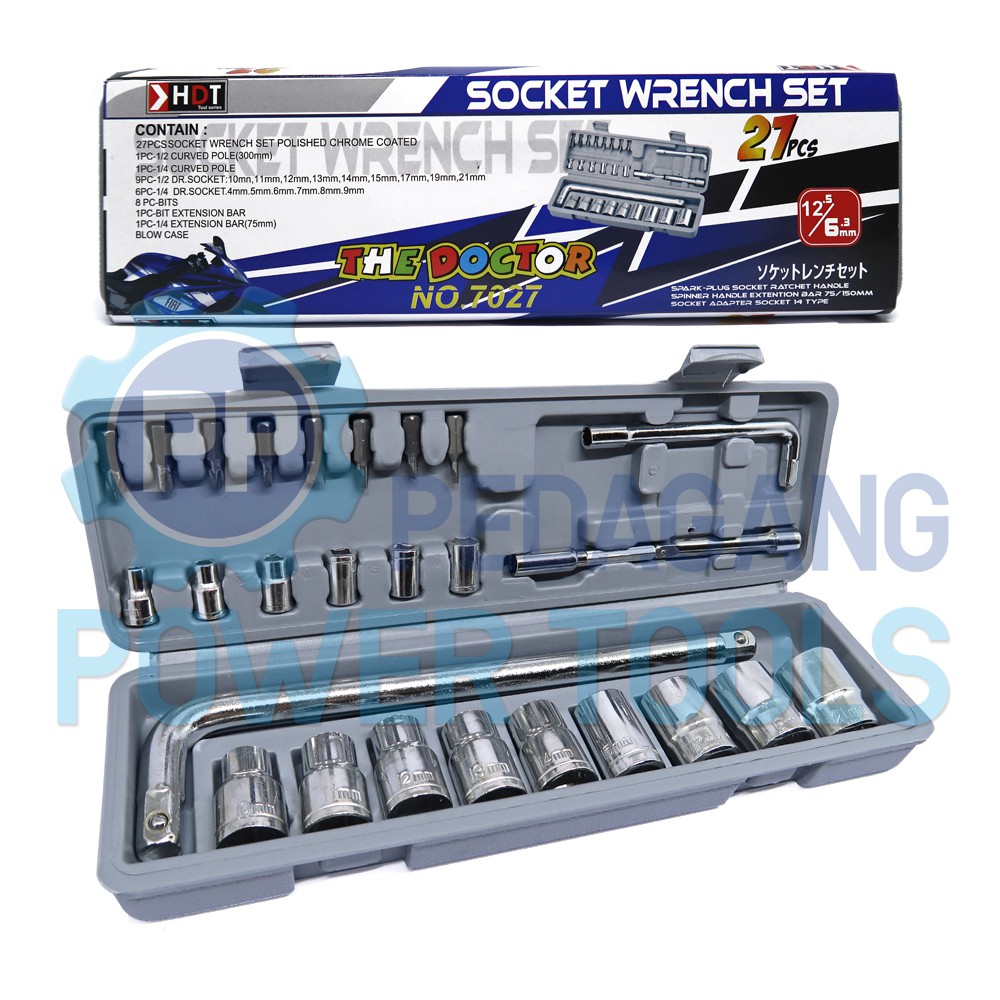 HDT KUNCI SOK SET 27 PCS MATA SOCK SOKET SHOCK SOCKET MOTOR 27PCS