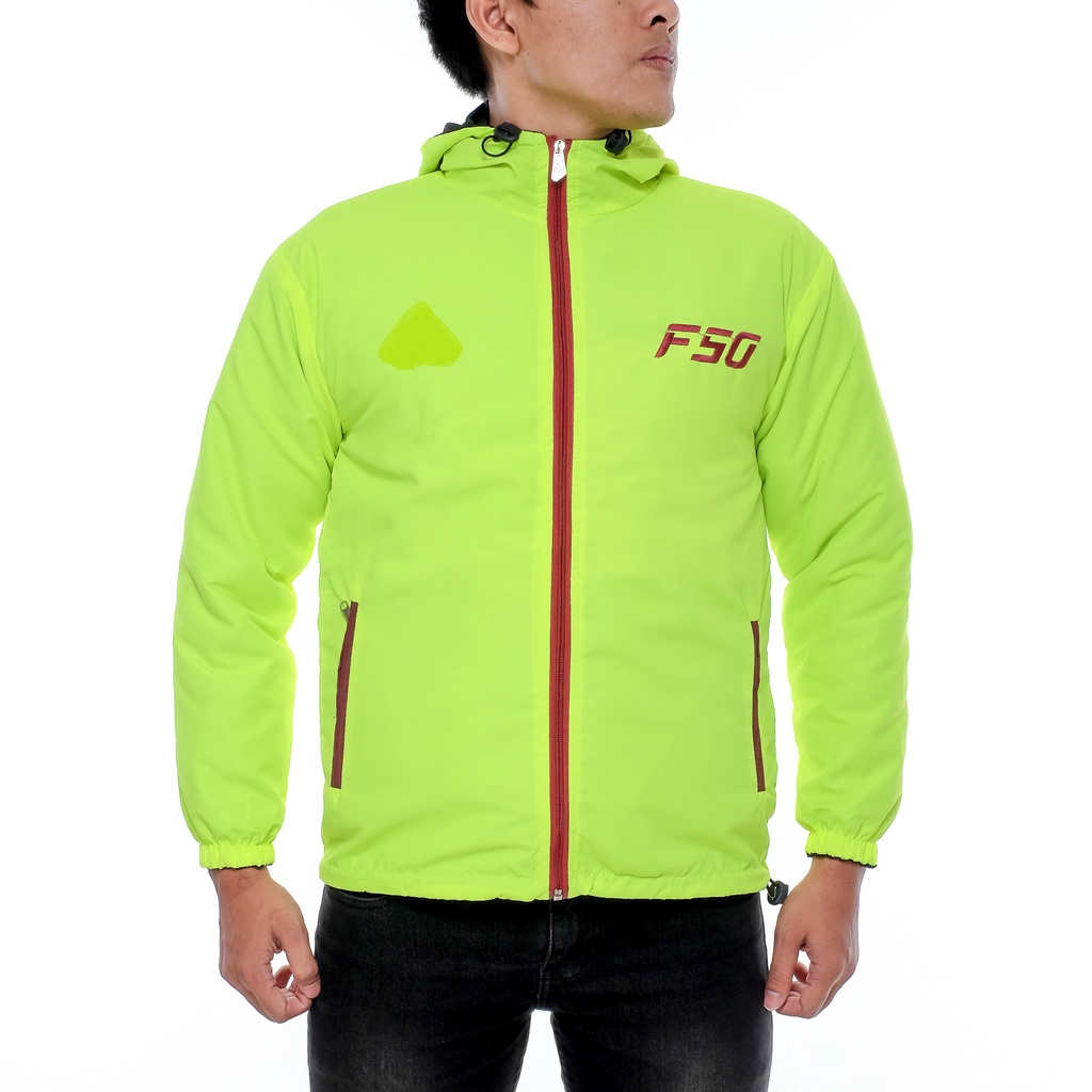 [Promo Sale] COD/ Jaket Parasut F50 Tracker Stabilo Sleting Maroon M-XXL