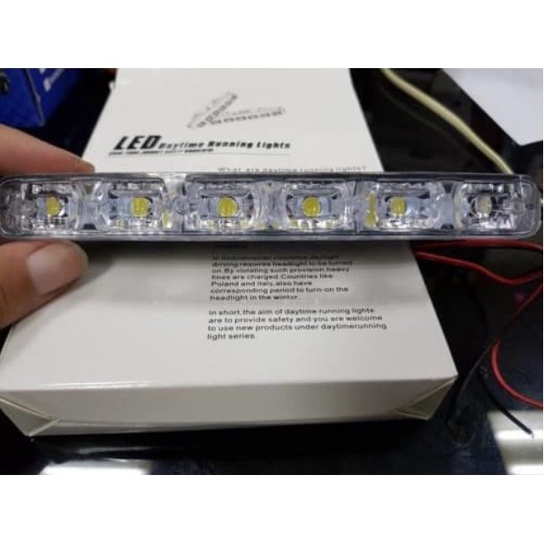 Lampu LED DRL Mobil UNIVERSAL 6 LED 6 Mata 6 Titik Putih