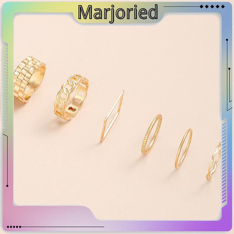 4pcs / Set Cincin Jari Telunjuk Bentuk Geometris Gaya Retro Untuk Wanita-MJD