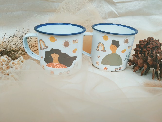 Enamel Putih 7cm (250ml) / Custom Sablon