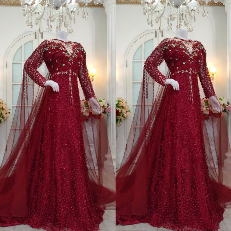 GAUN PENGANTIN MEWAH SLIM BEREKOR FULL PAYET MODERN //BAJU//KEBAYA