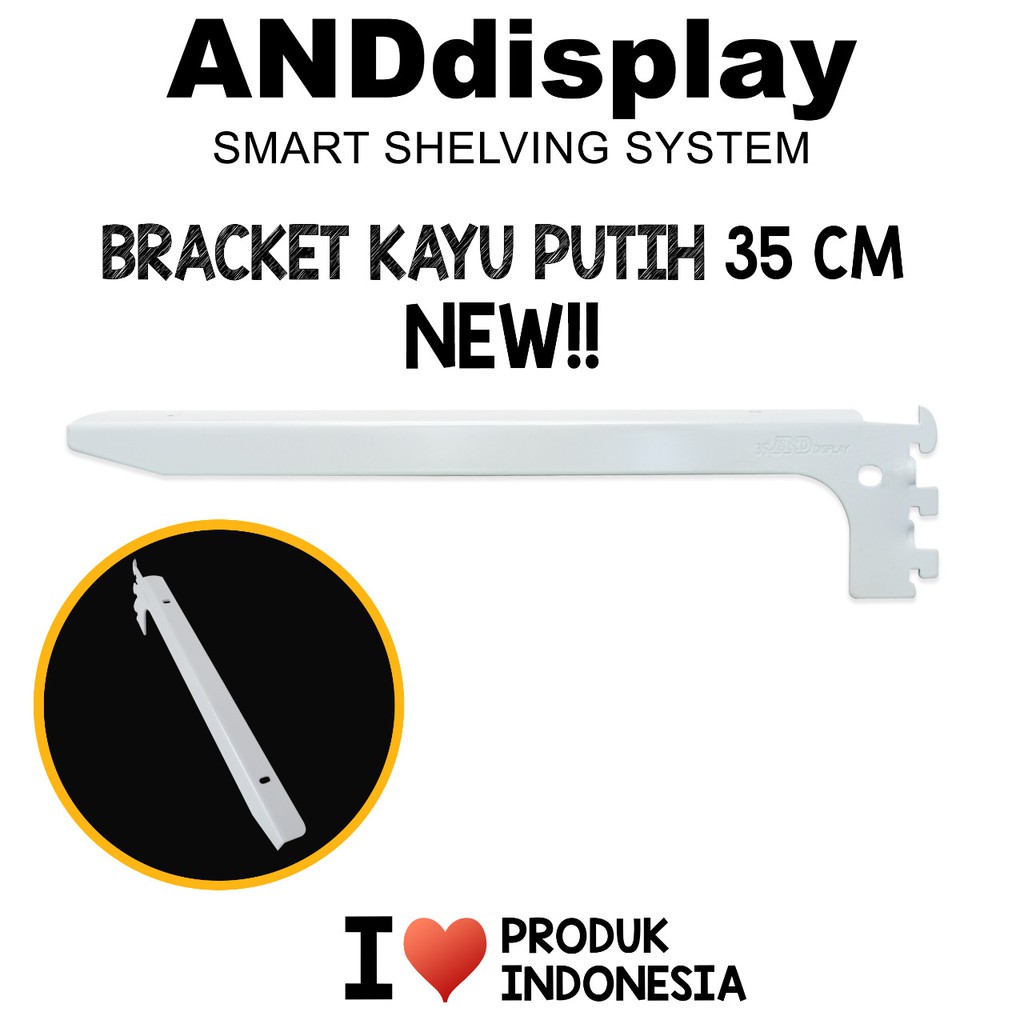 BRACKET KAYU 35 CM PUTIH DAUN BRAKET SIKU AMBALAN RAK DINDING 35CM ANDDISPLAY