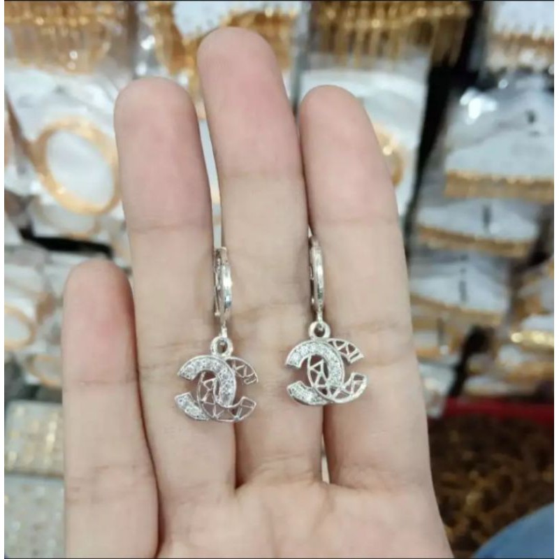 anting jepit cenel silver perhiasan wanita titanium