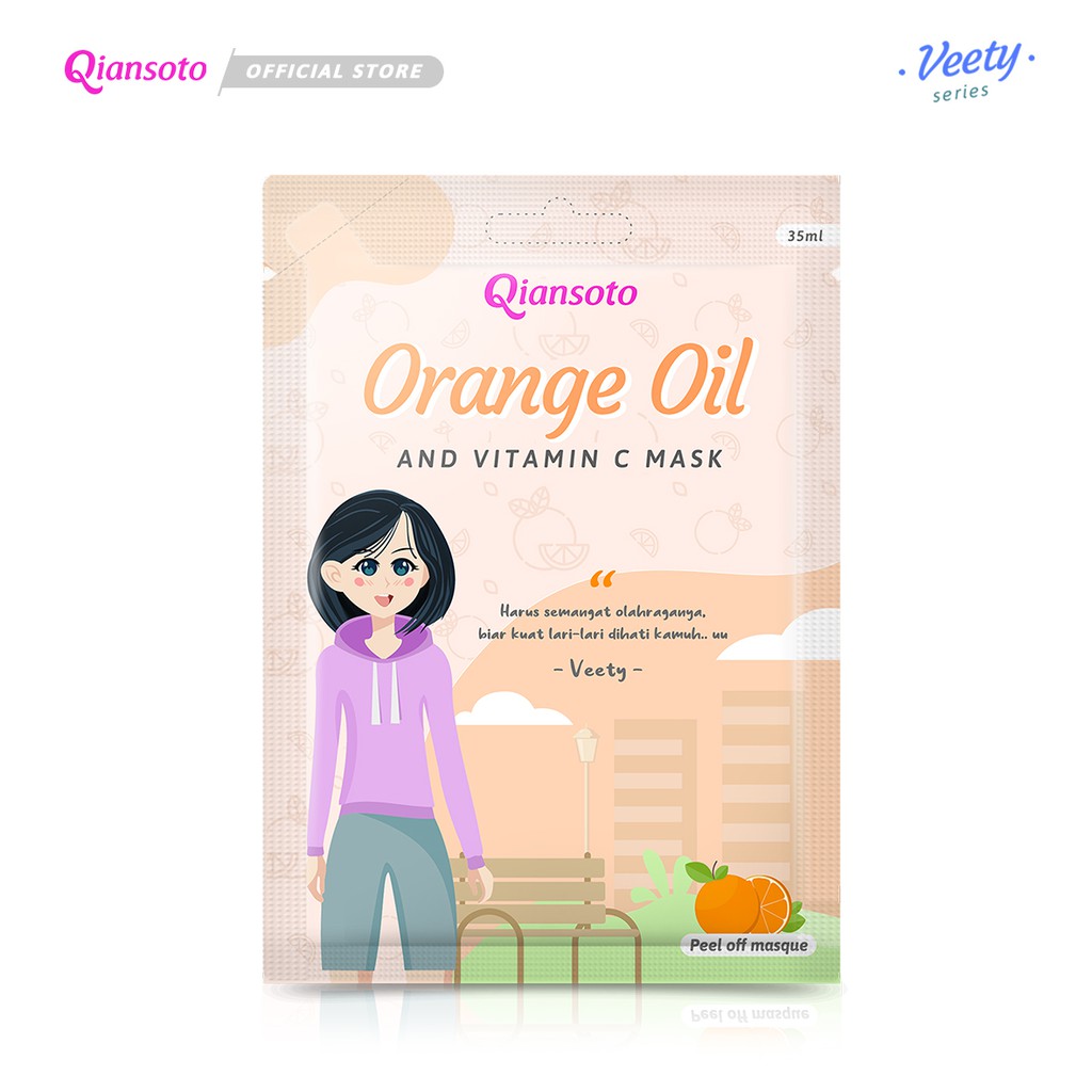 Qiansoto Masker lumpur Orange Oil -Masker Peel Off -Masker Wajah- Peel Off Mask Veety Series