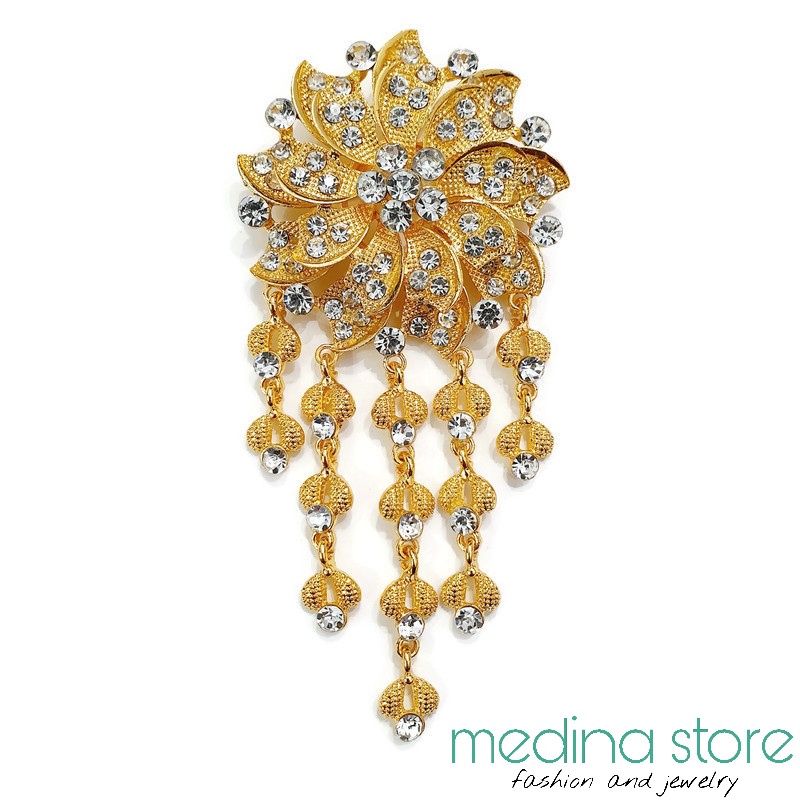 Bros Kebaya Mewah/Bros Besar Elegant/Bros Jurai/Bros Cantik Mewah Murah/Bros Permata Mawar-New A - Gold