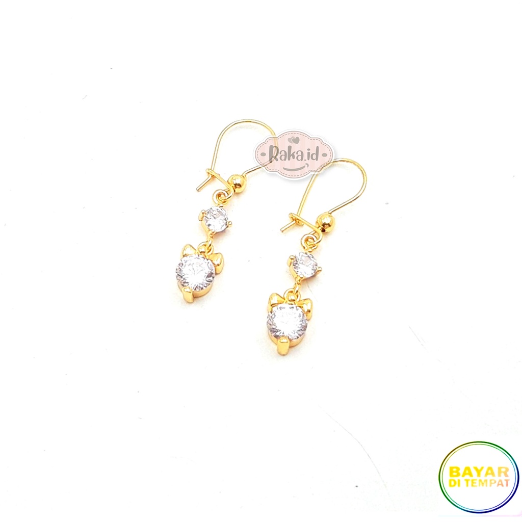 Anting Clip / Klip Motif 2 Mata Dasi Perhiasan Aksesoris Wanita 1171