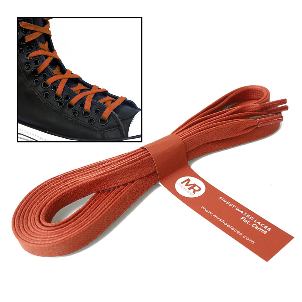 MR Shoelaces FT47 Carrot - Tali Sepatu Lilin 6-7mm Gepeng Flat Pipih (Waxed Laces) 90cm 100cm 120cm 150cm 200cm - untuk Sneakers - Premium Shoelace