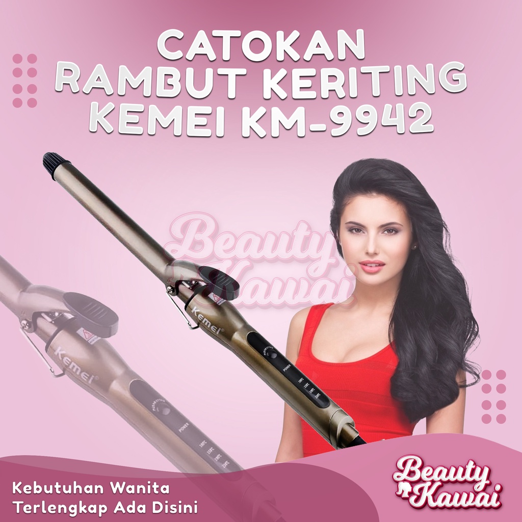 Catokan Curly Kemei KM 9942 230C 60W Cepat Panas Pengeriting Rambut