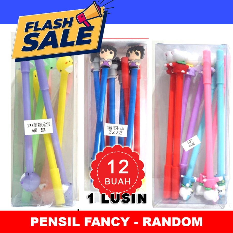 

Obral pen fancy gel 1 lusin - motif dan model campur